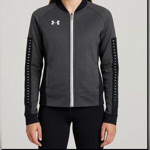 Under Armour ColdGear Full Zip Gray & Black Jacket Size XXS (A186)✨